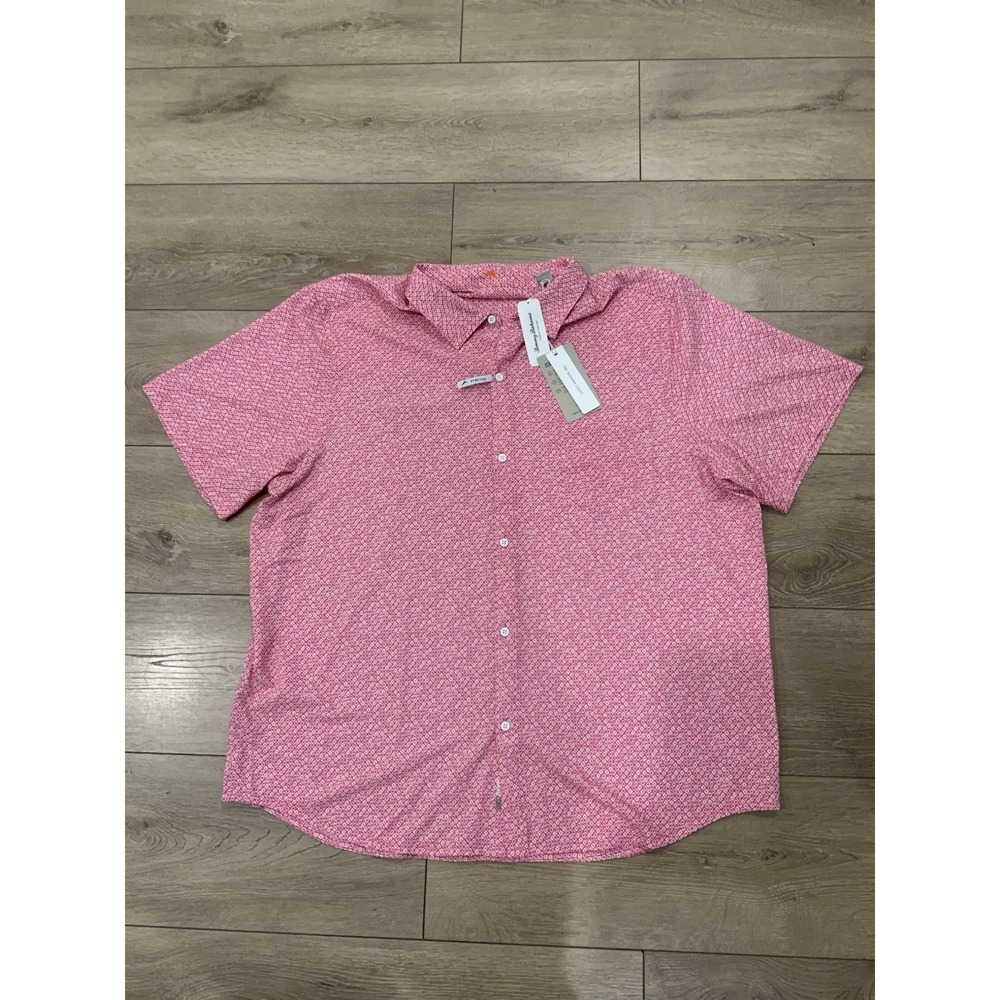 Tommy Bahama Coast Camp Shirt Paquito Geo Fuschia Bloom Pink New SS XXL 2XL